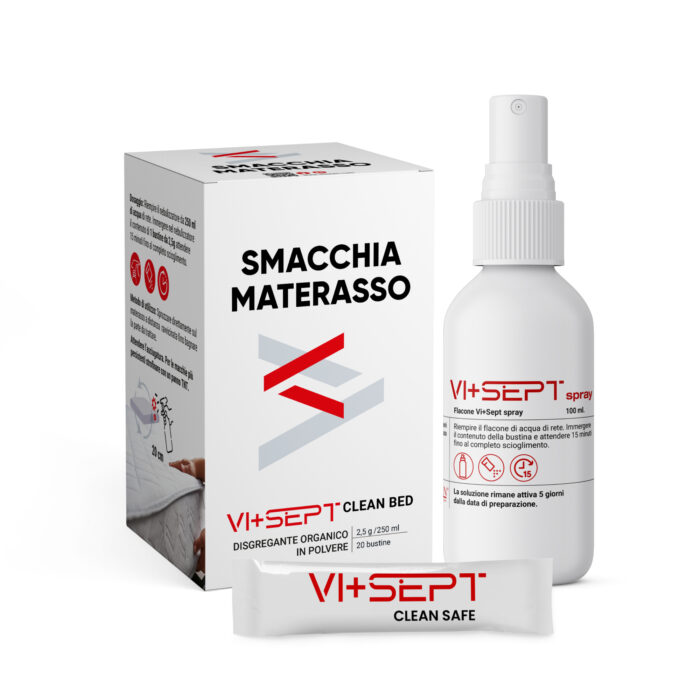 Vioxten Smacchia materasso. Disgregante organico in polvere Vi+Sept Clean Bed