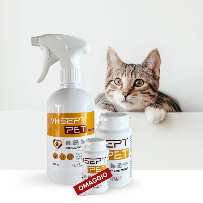 Vi+Sept PET 50 compresse, nebulizzatore da 500 ml. Igienizzante ambientale. OMAGGIO Vi+Sept PET 10 compresse